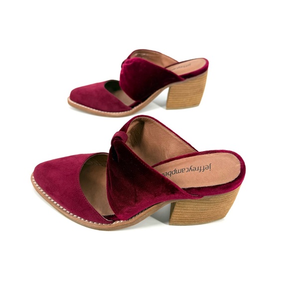 Jeffrey Campbell Cyrus Mule Heels Womens Size 5.5 Red Leather Textile Shoes - Picture 5 of 13